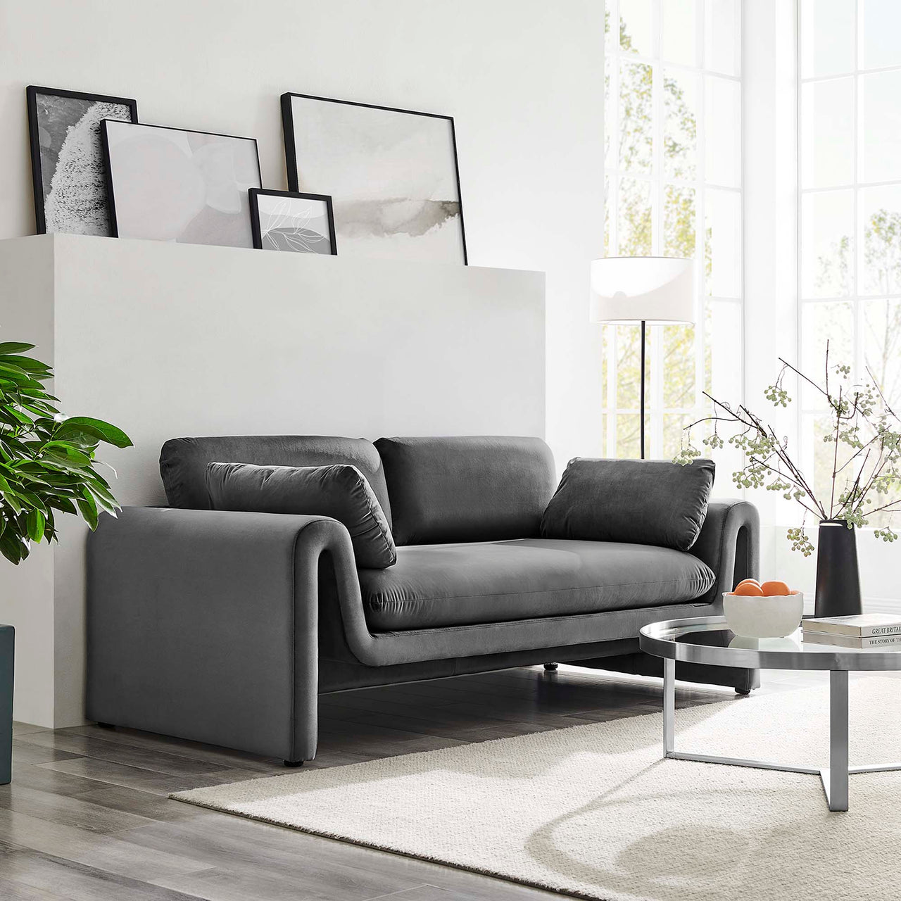 Jorwyn Velvet Sofa, Gray