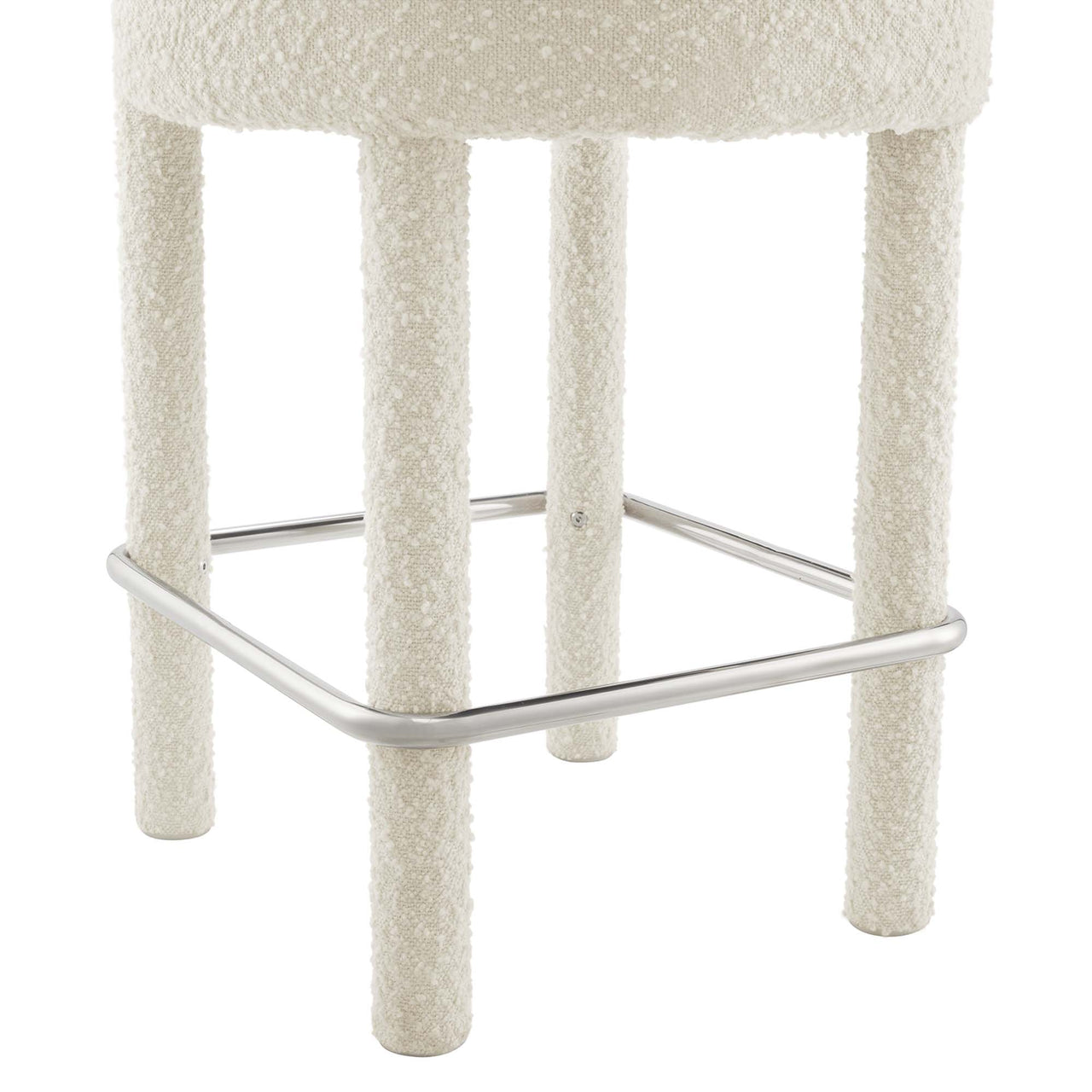 Metropole Upholstered Boucle Counter Stool, Ivory & Silver