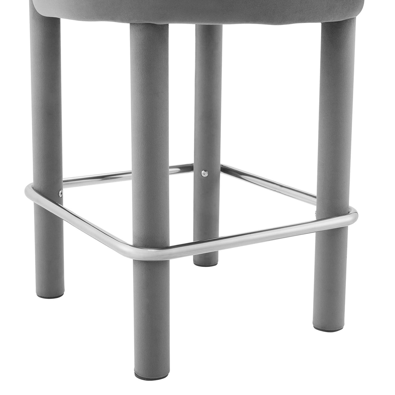 Metropole Upholstered Velvet Counter Stool, Gray & Silver