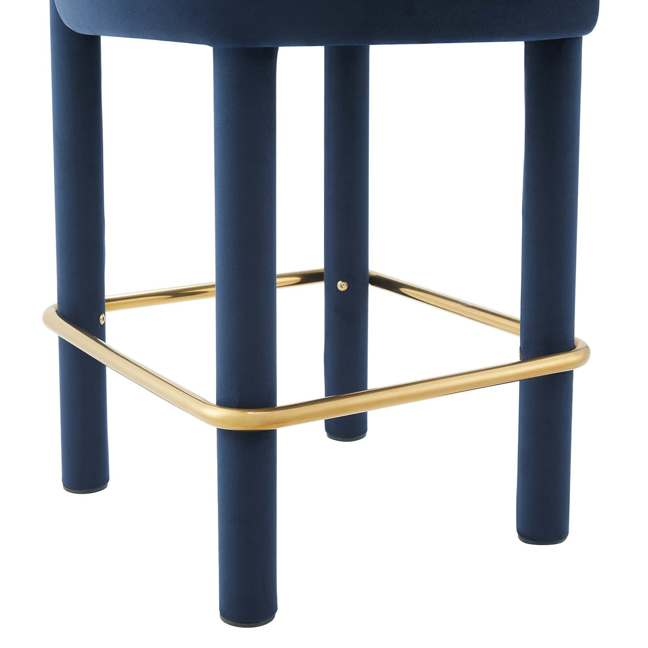 Metropole Upholstered Velvet Counter Stool, Dark Blue & Gold