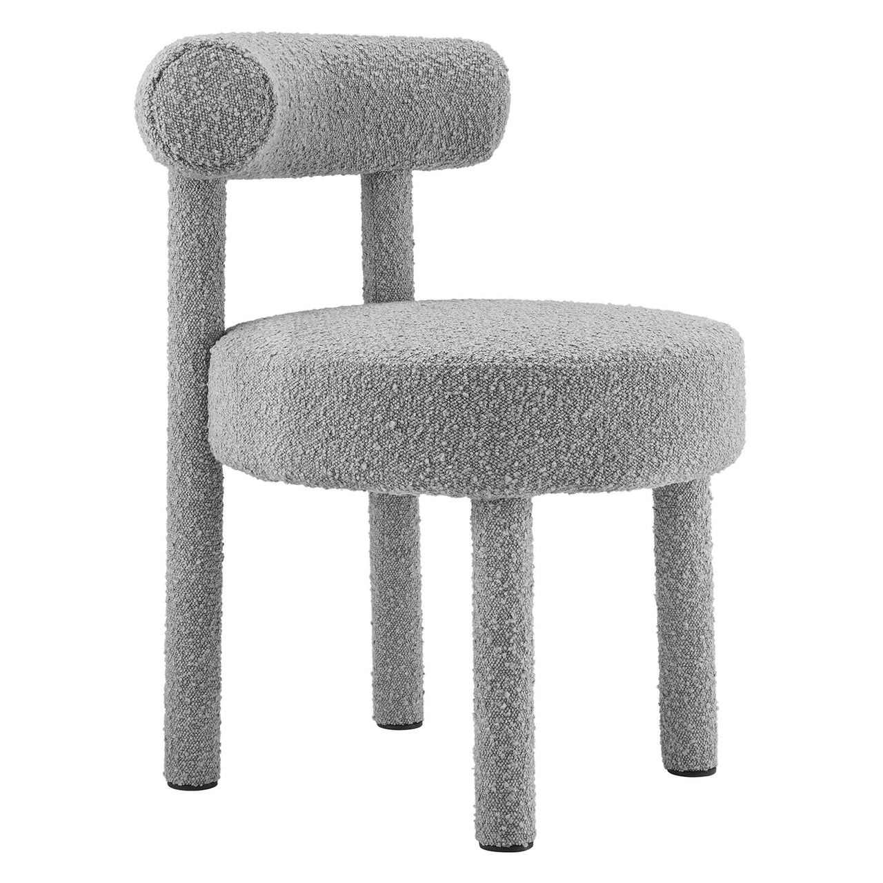 Metropole Upholstered Boucle Dining Chair, Light Gray