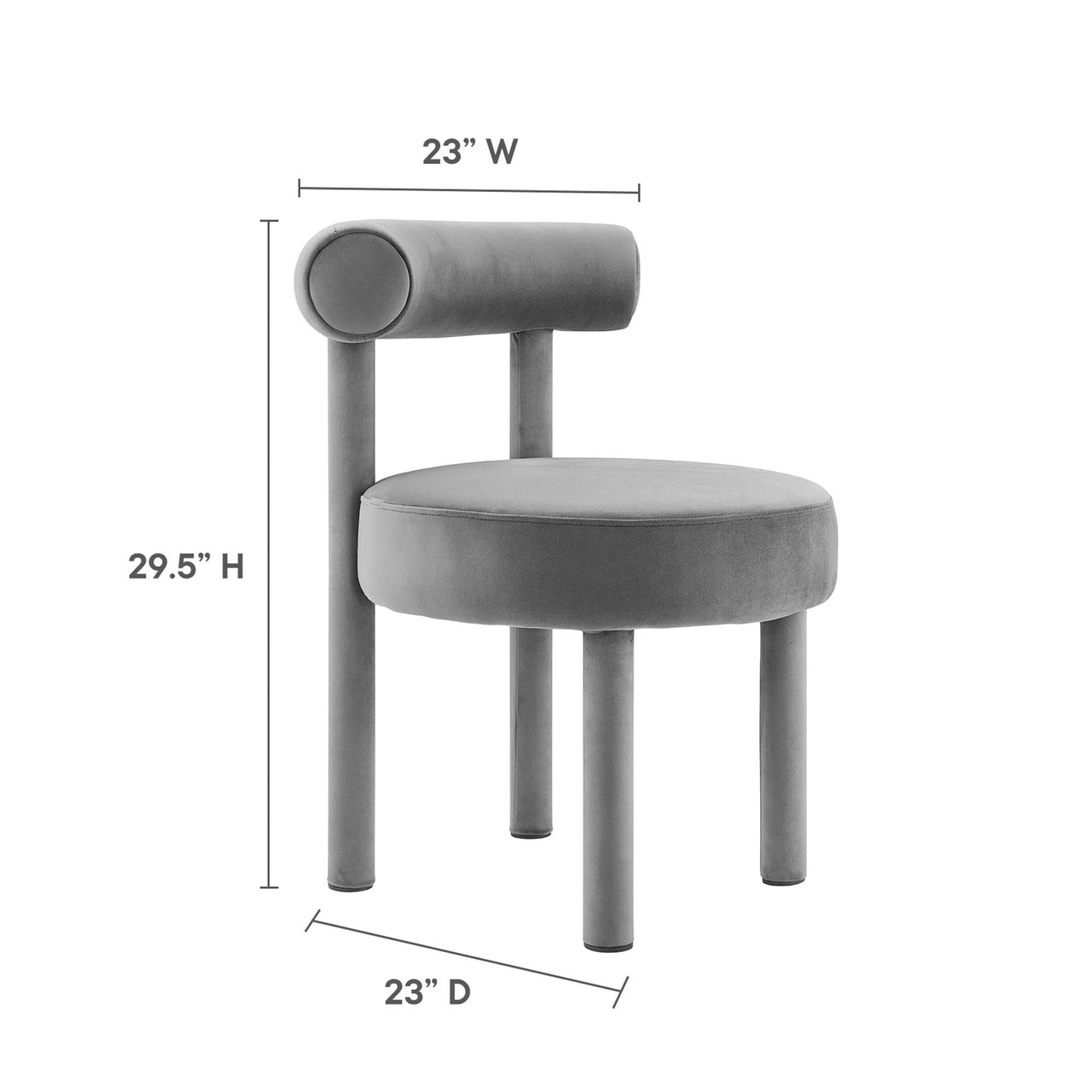 Metropole Upholstered Velvet Dining Chair, Gray