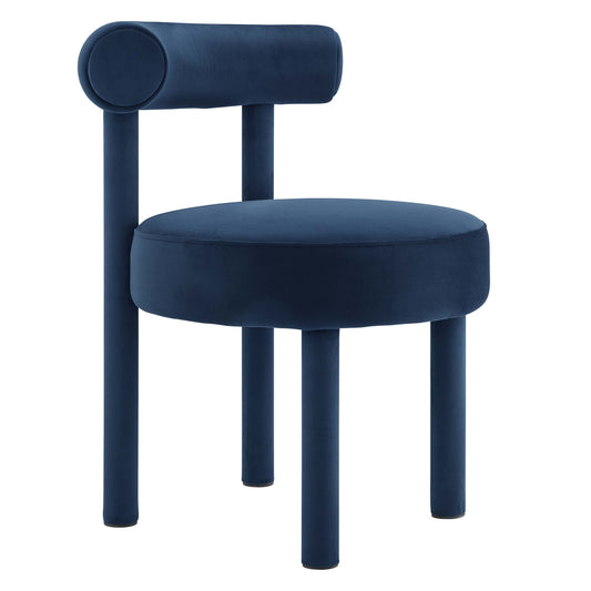 Metropole Upholstered Velvet Dining Chair, Dark Blue