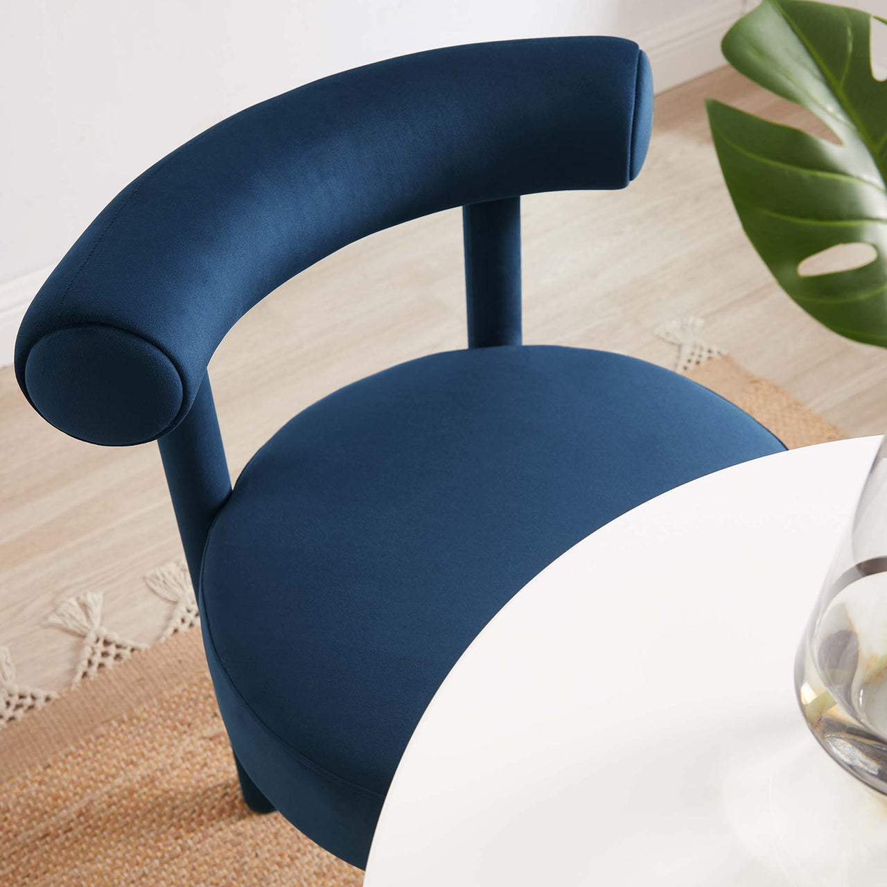 Metropole Upholstered Velvet Dining Chair, Dark Blue