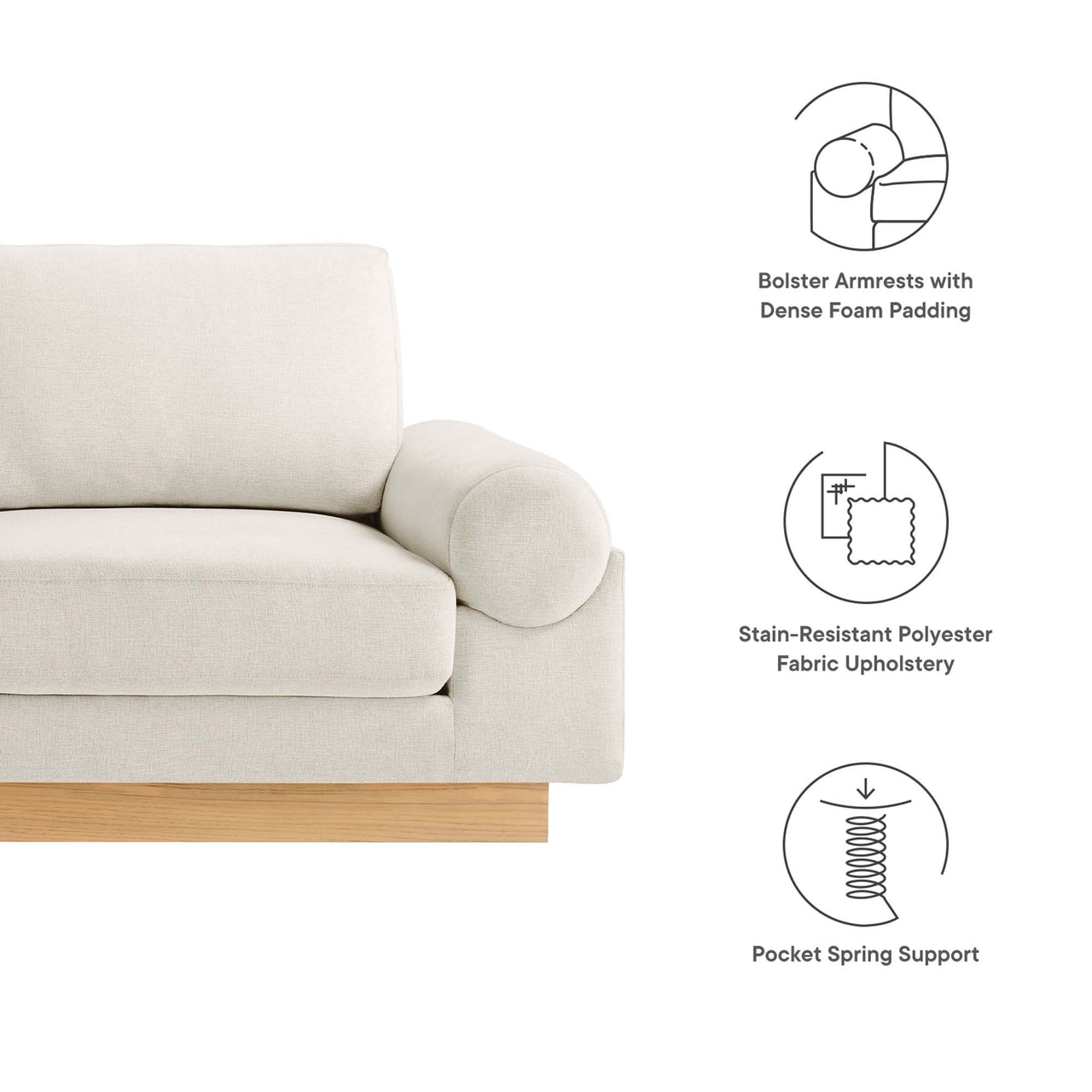 Paradise Fabric Sofa, Ivory