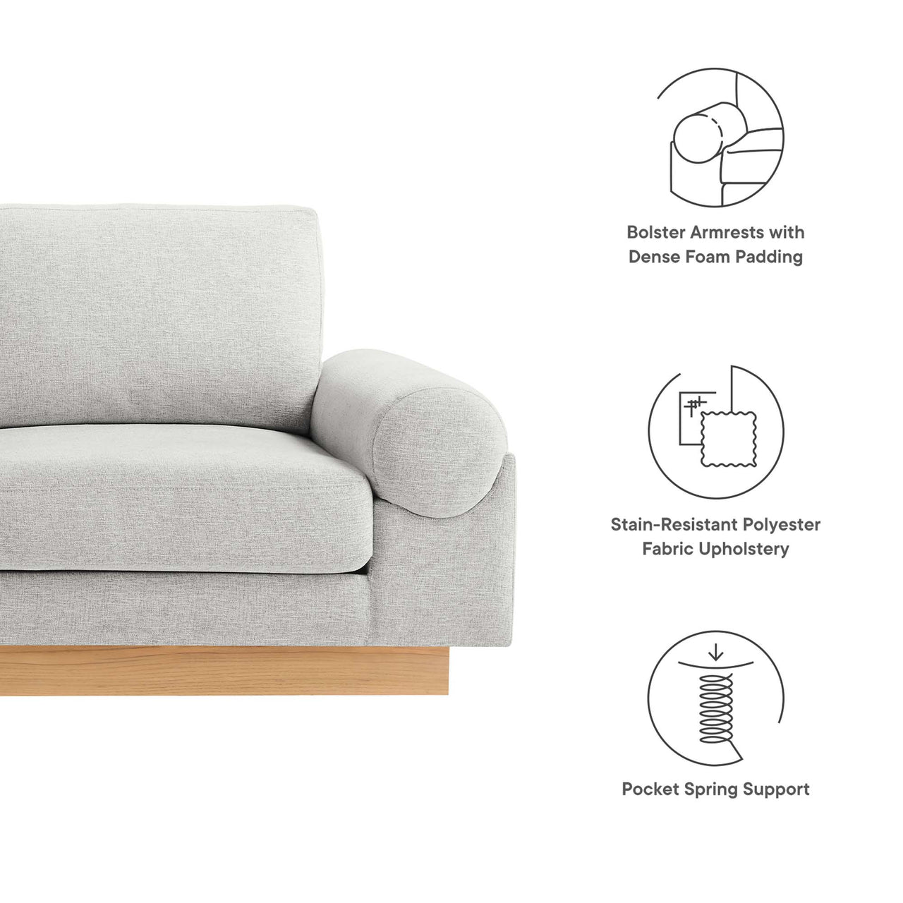 Paradise Fabric Sofa, Light Gray