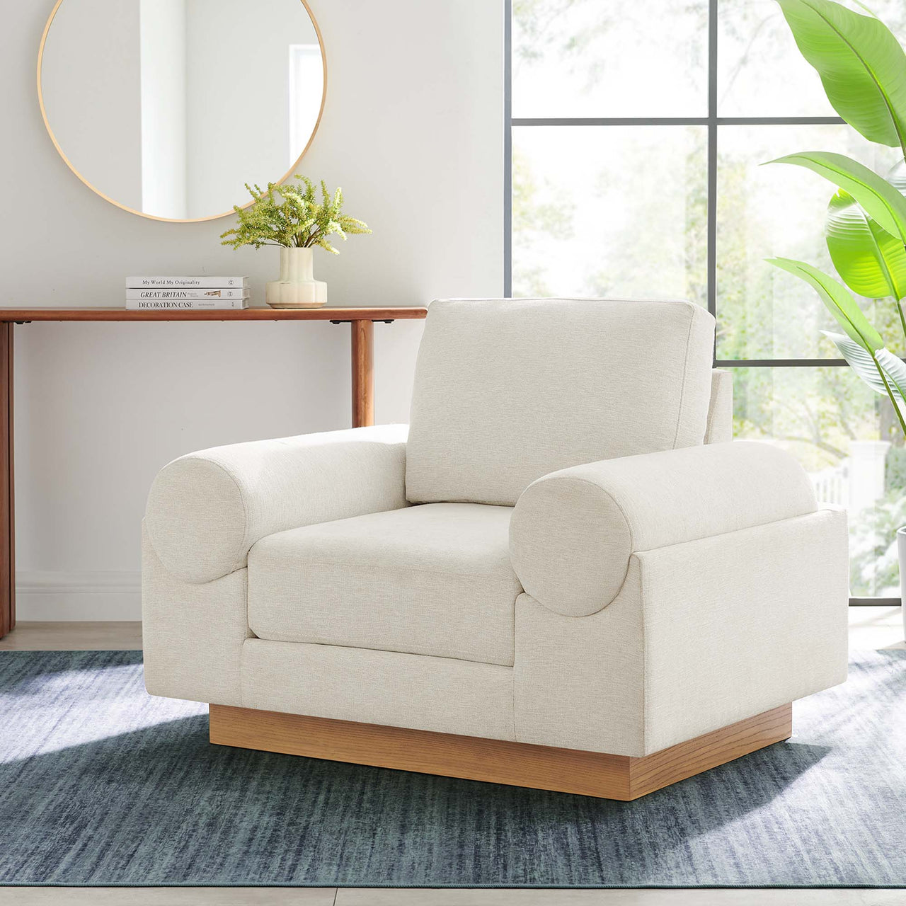 Paradise Fabric Armchair, Ivory