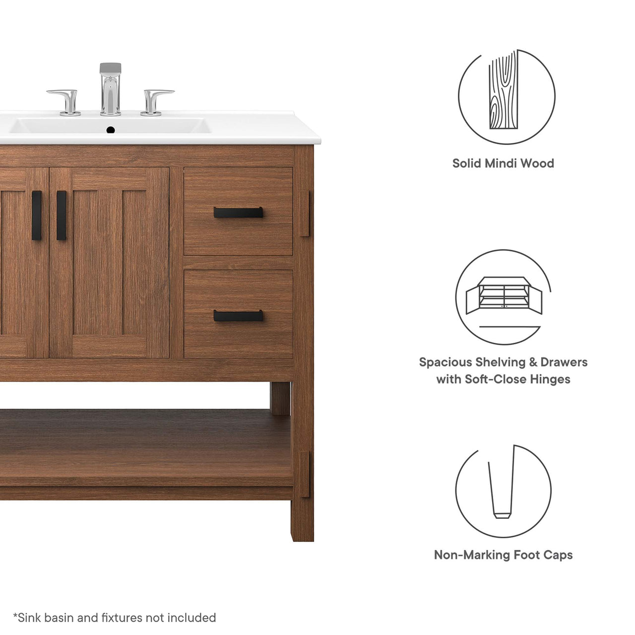 Ashville Vanity Base with Storage, Large, Walnut