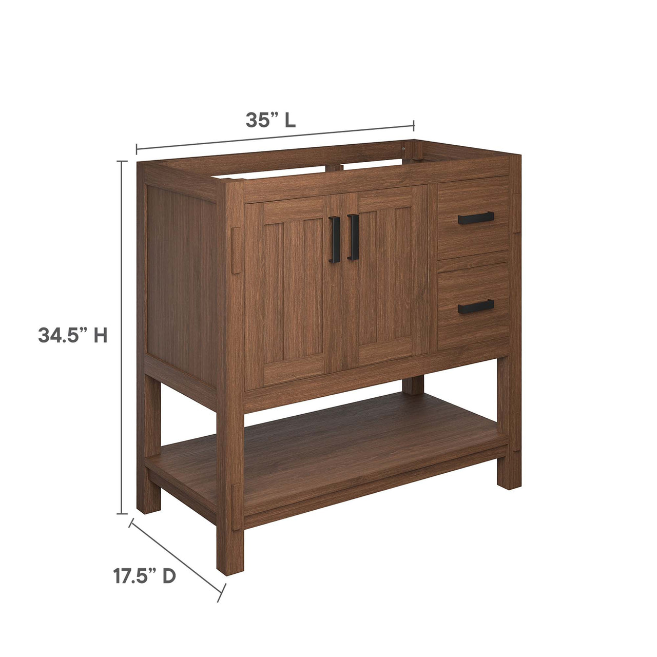 Ashville Vanity Base with Storage, Large, Walnut
