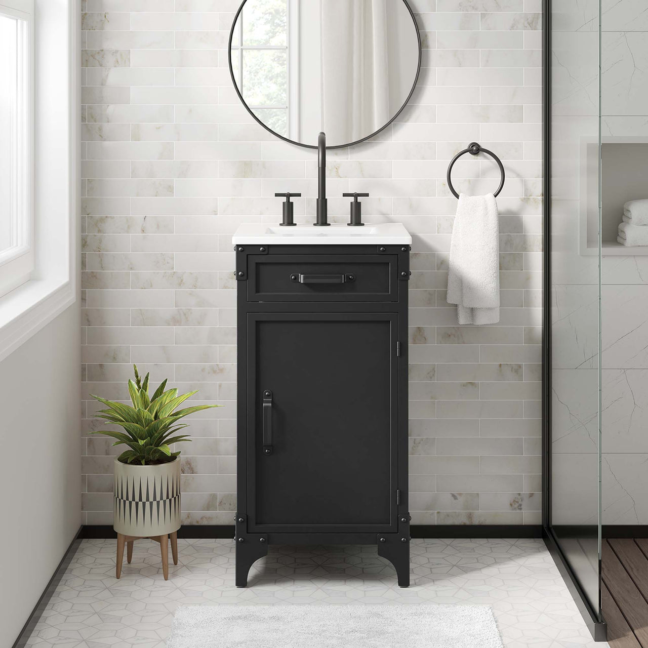 Tartaria Vanity Unit, Extra Small, White & Black