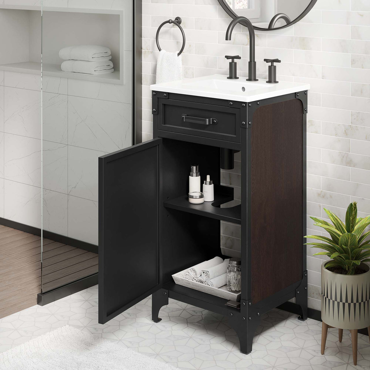 Tartaria Vanity Unit, Extra Small, White & Black