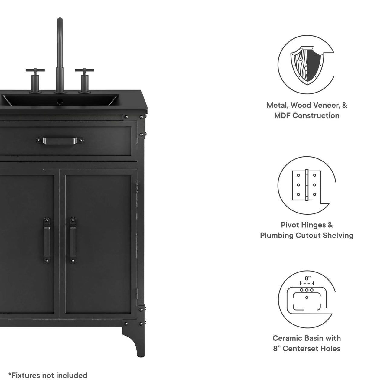 Tartaria Vanity Unit, Small, Black