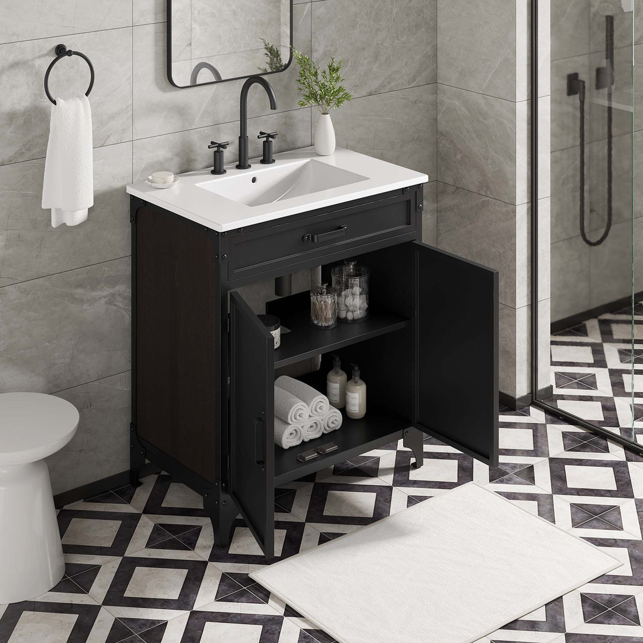Tartaria Vanity Unit, Medium, White & Black