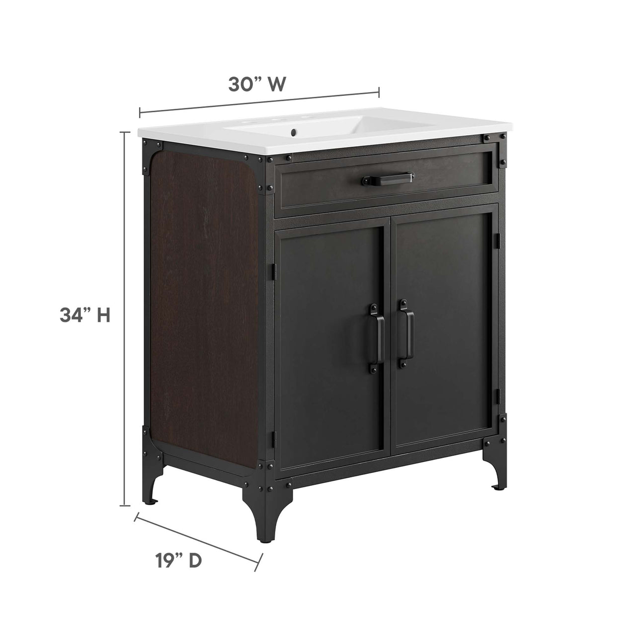 Tartaria Vanity Unit, Medium, White & Black