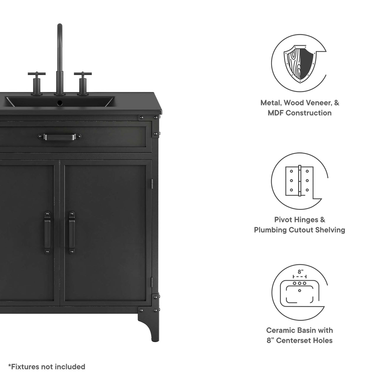 Tartaria Vanity Unit, Medium, Black
