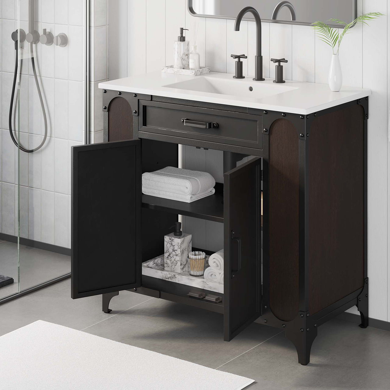 Tartaria Vanity Unit, Large, White & Black