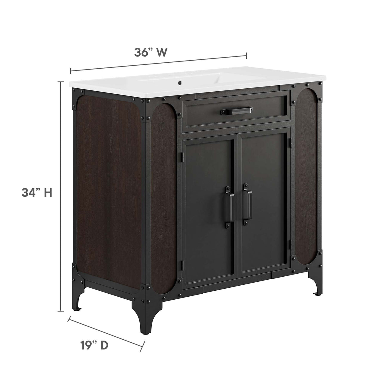 Tartaria Vanity Unit, Large, White & Black