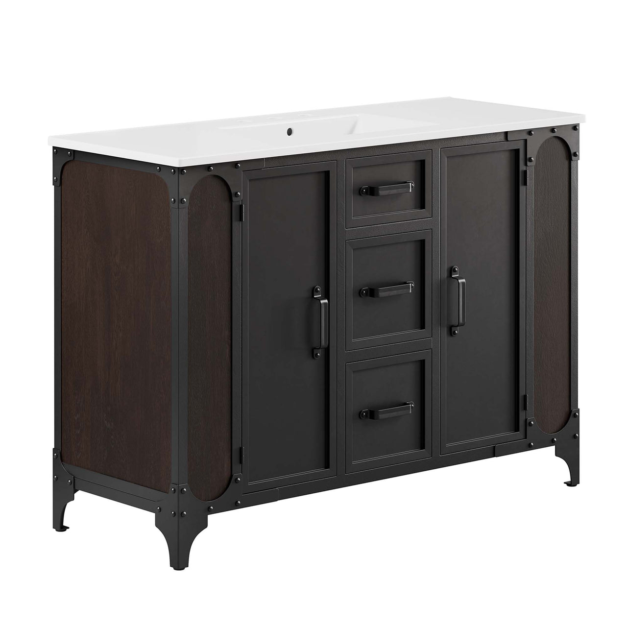 Tartaria Single Sink Vanity Unit, Extra Large, White & Black