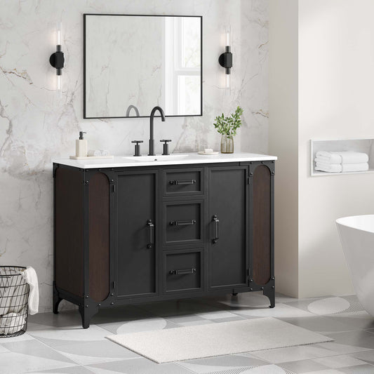 Tartaria Single Sink Vanity Unit, Extra Large, White & Black