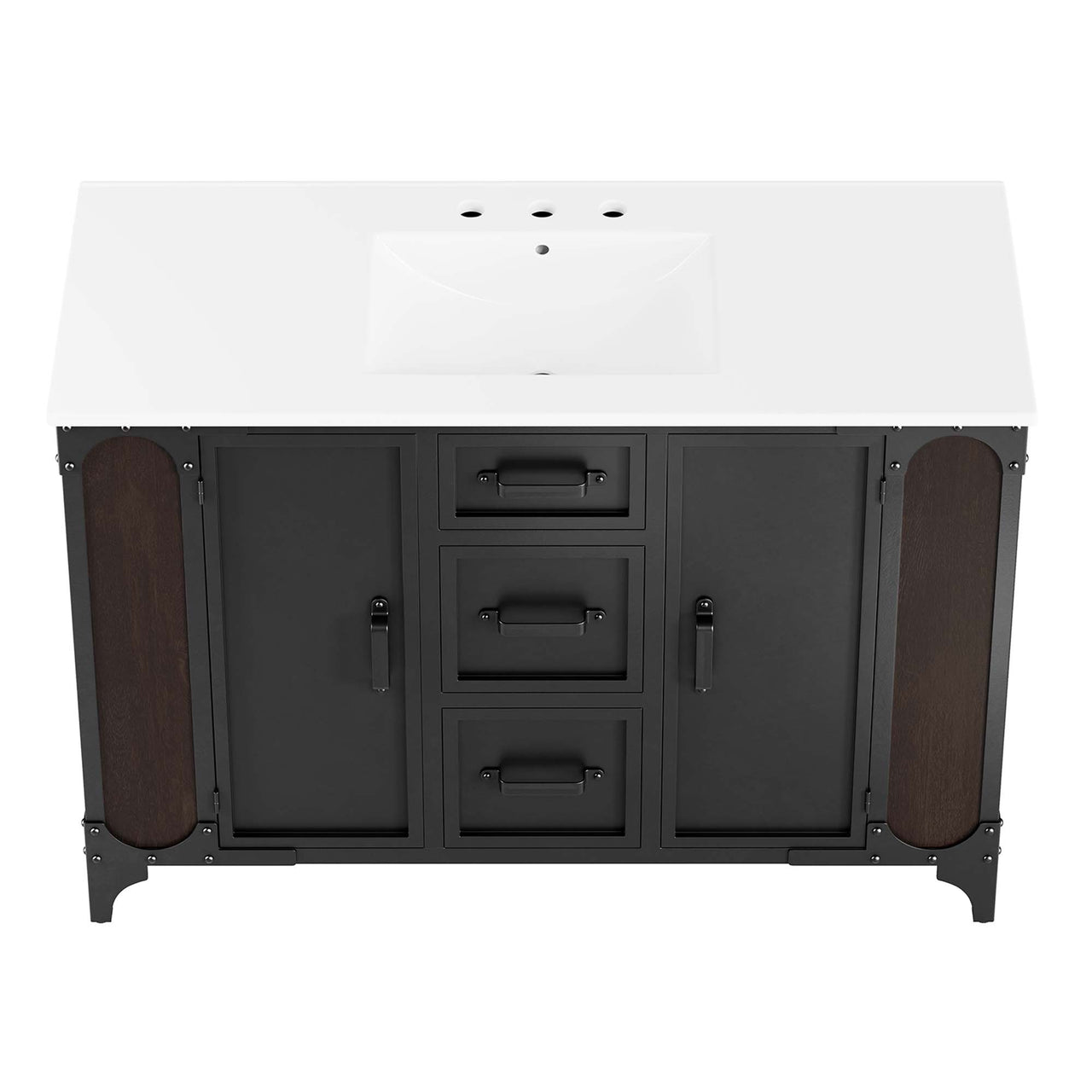 Tartaria Single Sink Vanity Unit, Extra Large, White & Black