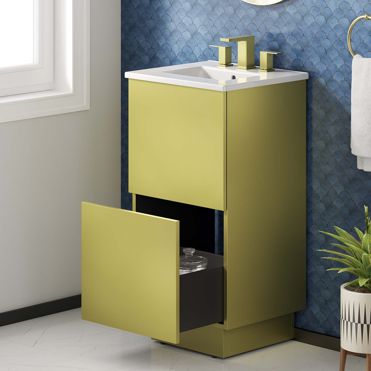 Gold Rush Vanity Unit, Extra Small, White & Gold