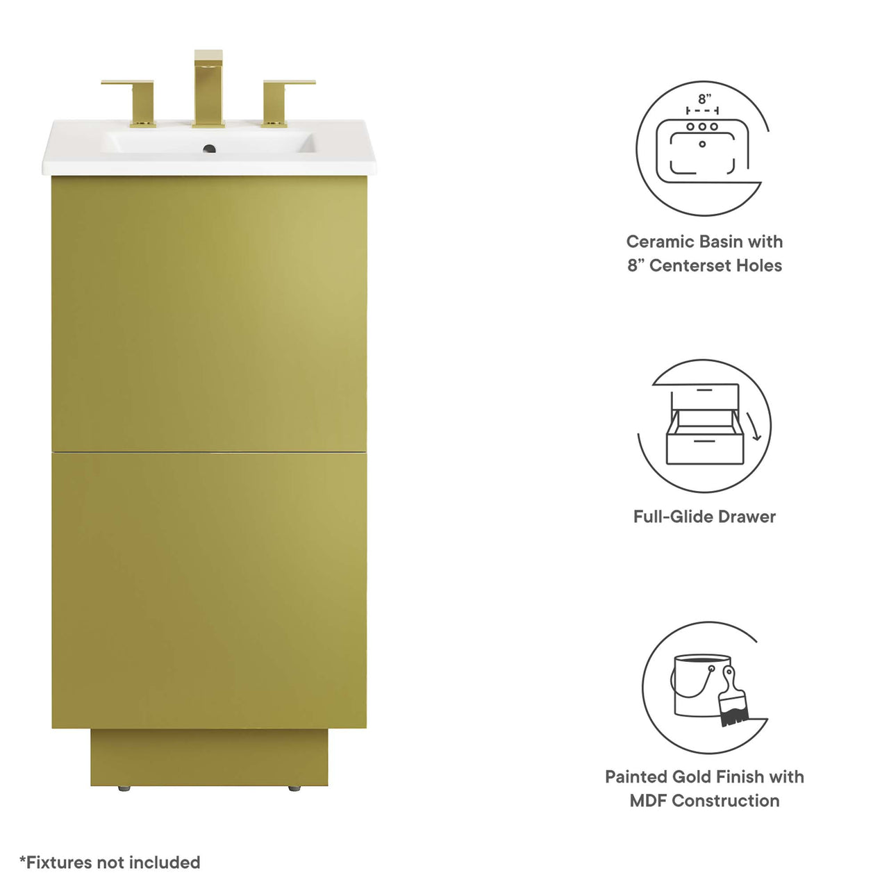 Gold Rush Vanity Unit, Extra Small, White & Gold