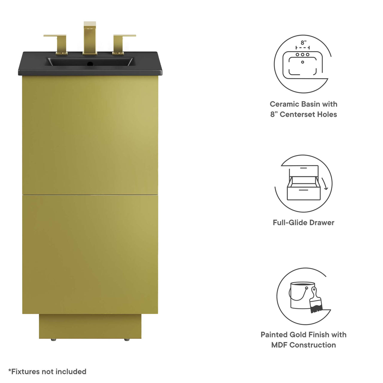 Gold Rush Vanity Unit, Extra Small, Black & Gold