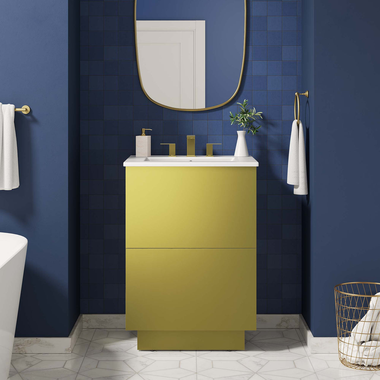 Gold Rush Vanity Unit, Small, White & Gold