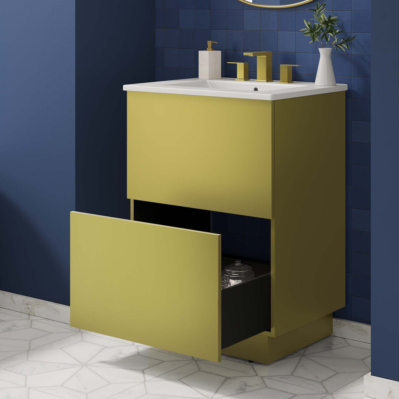 Gold Rush Vanity Unit, Small, White & Gold