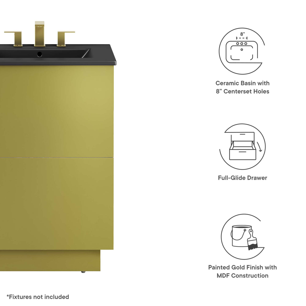 Gold Rush Vanity Unit, Small, Black & Gold