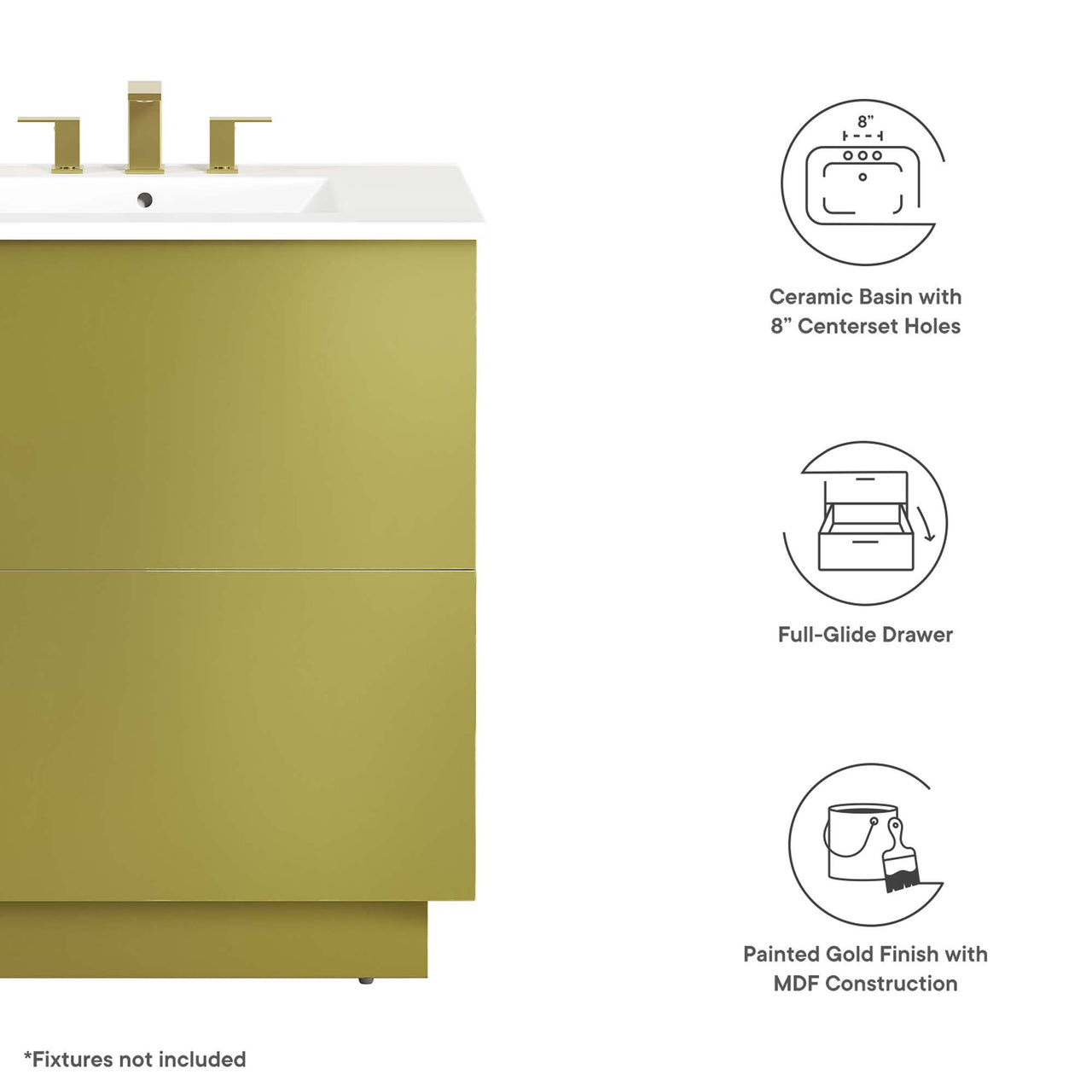 Gold Rush Vanity Unit, Medium, White & Gold