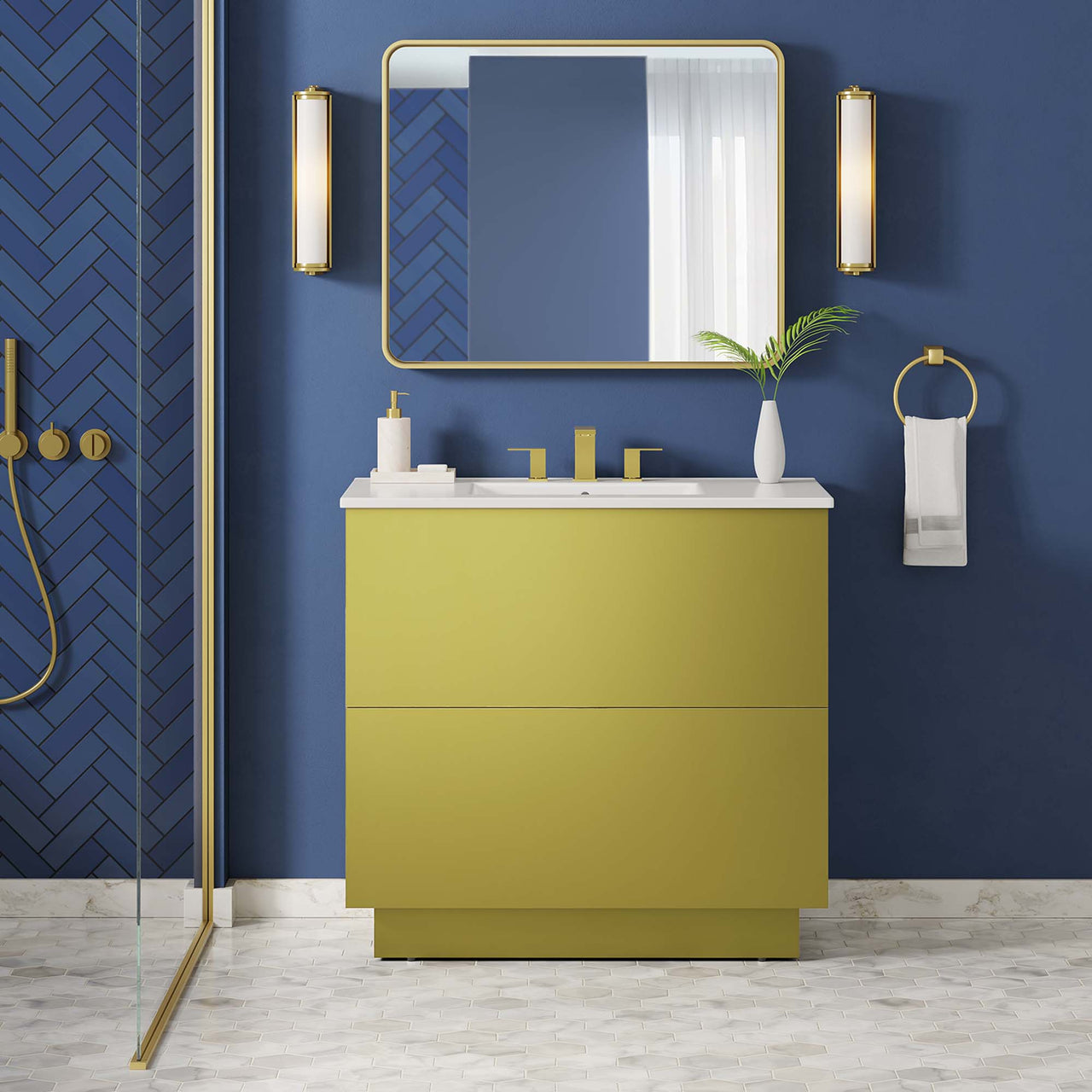 Gold Rush Vanity Unit, Large, White & Gold