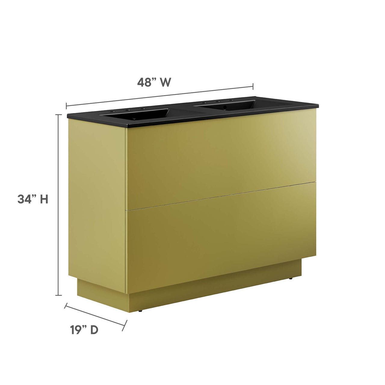 Gold Rush Double Sink Vanity Unit, Extra Large, Black & Gold