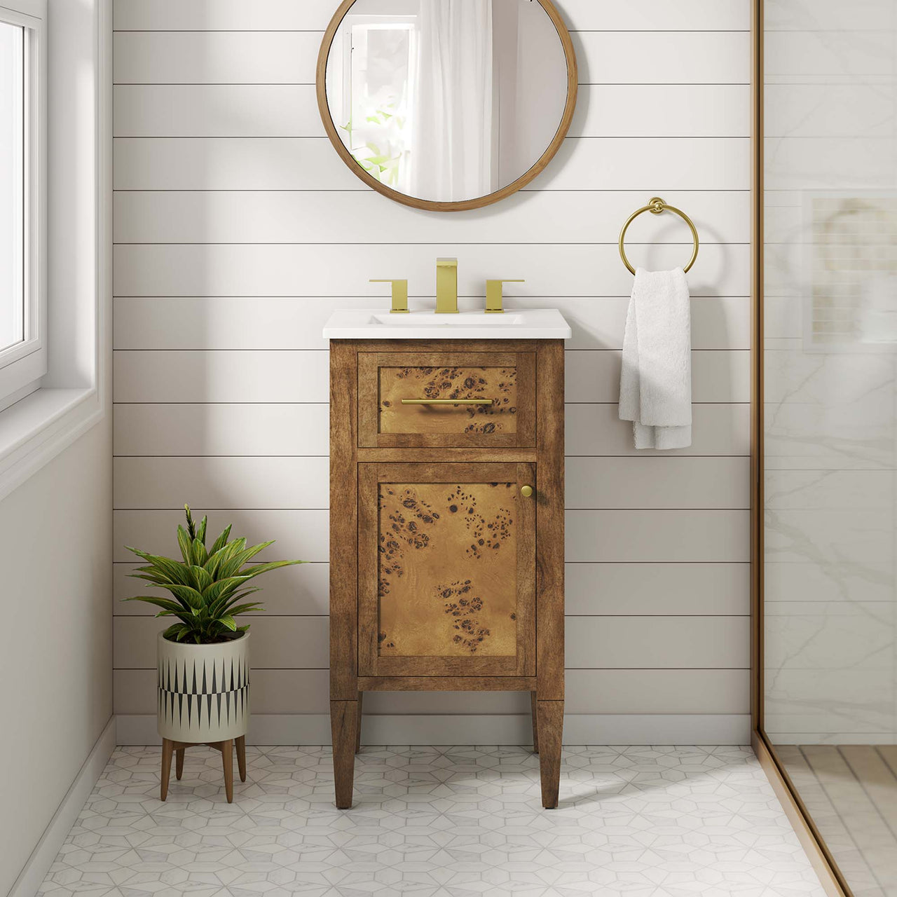 Elaria Vanity Unit, Extra Small, White & Brown