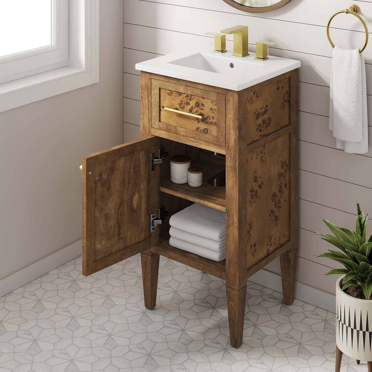 Elaria Vanity Unit, Extra Small, White & Brown