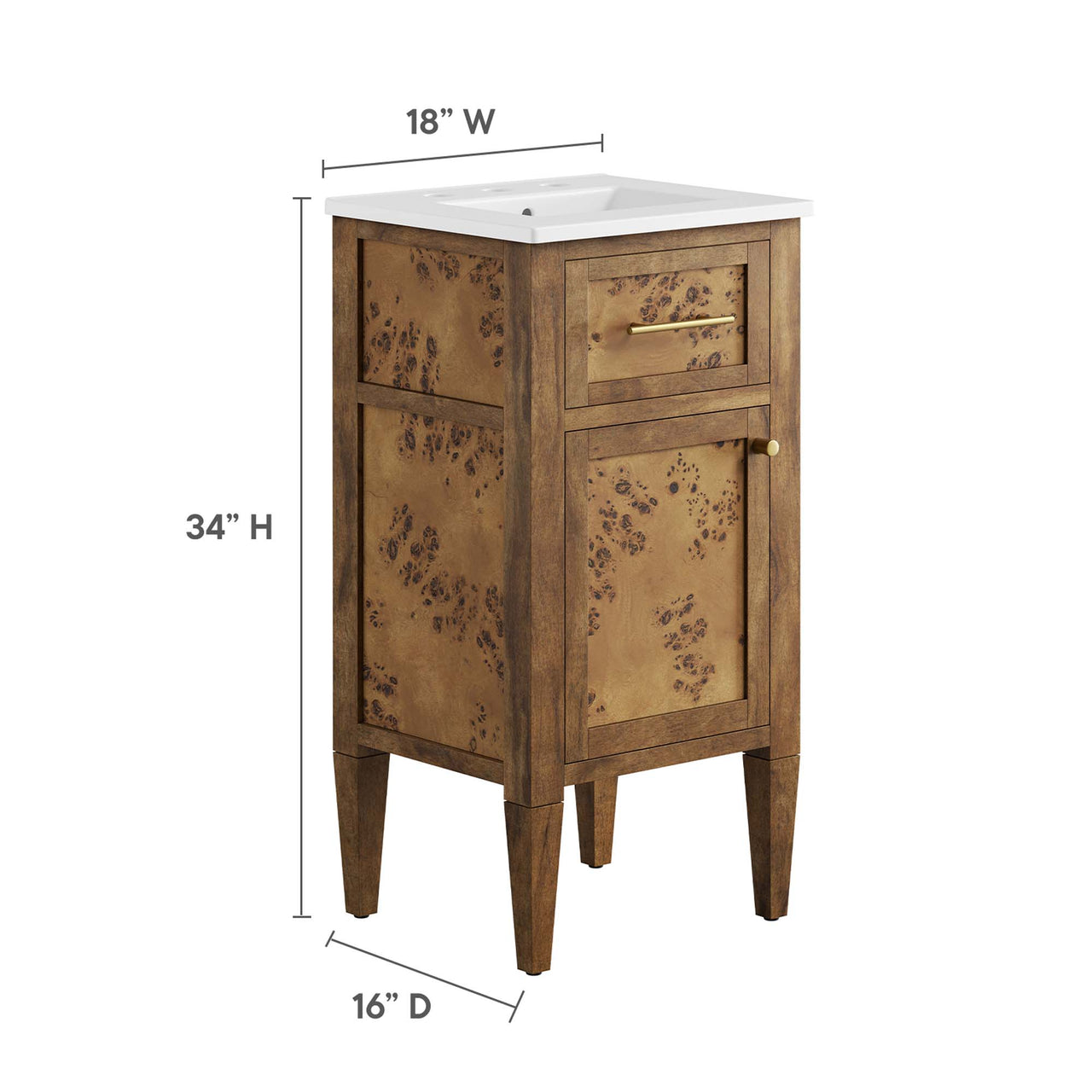 Elaria Vanity Unit, Extra Small, White & Brown
