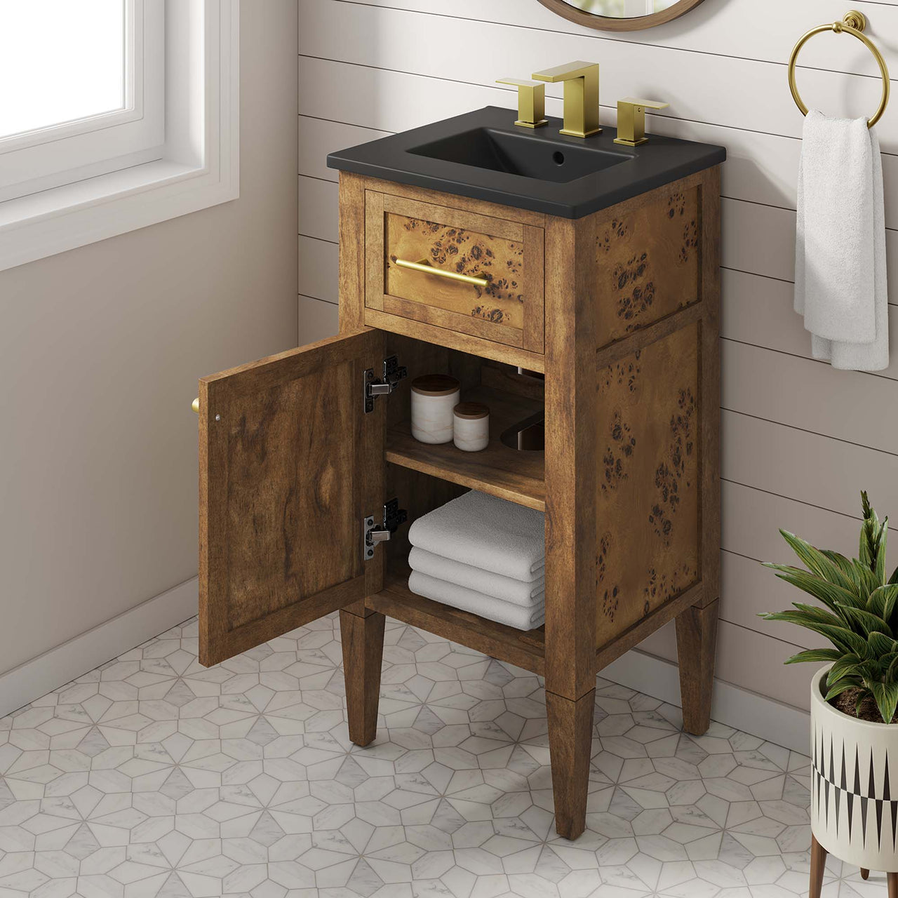Elaria Vanity Unit, Extra Small, Black & Brown
