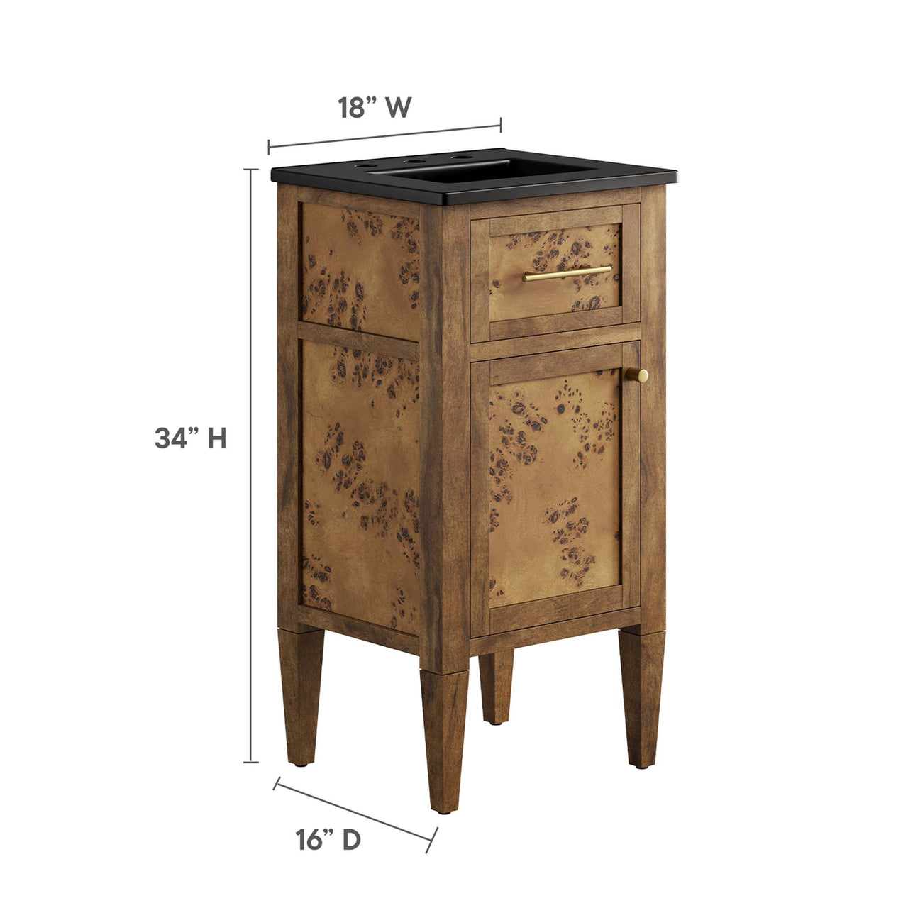 Elaria Vanity Unit, Extra Small, Black & Brown