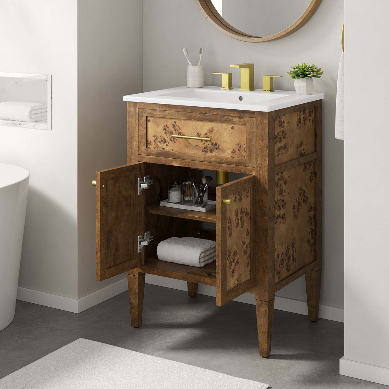 Elaria Vanity Unit, Small, White & Brown