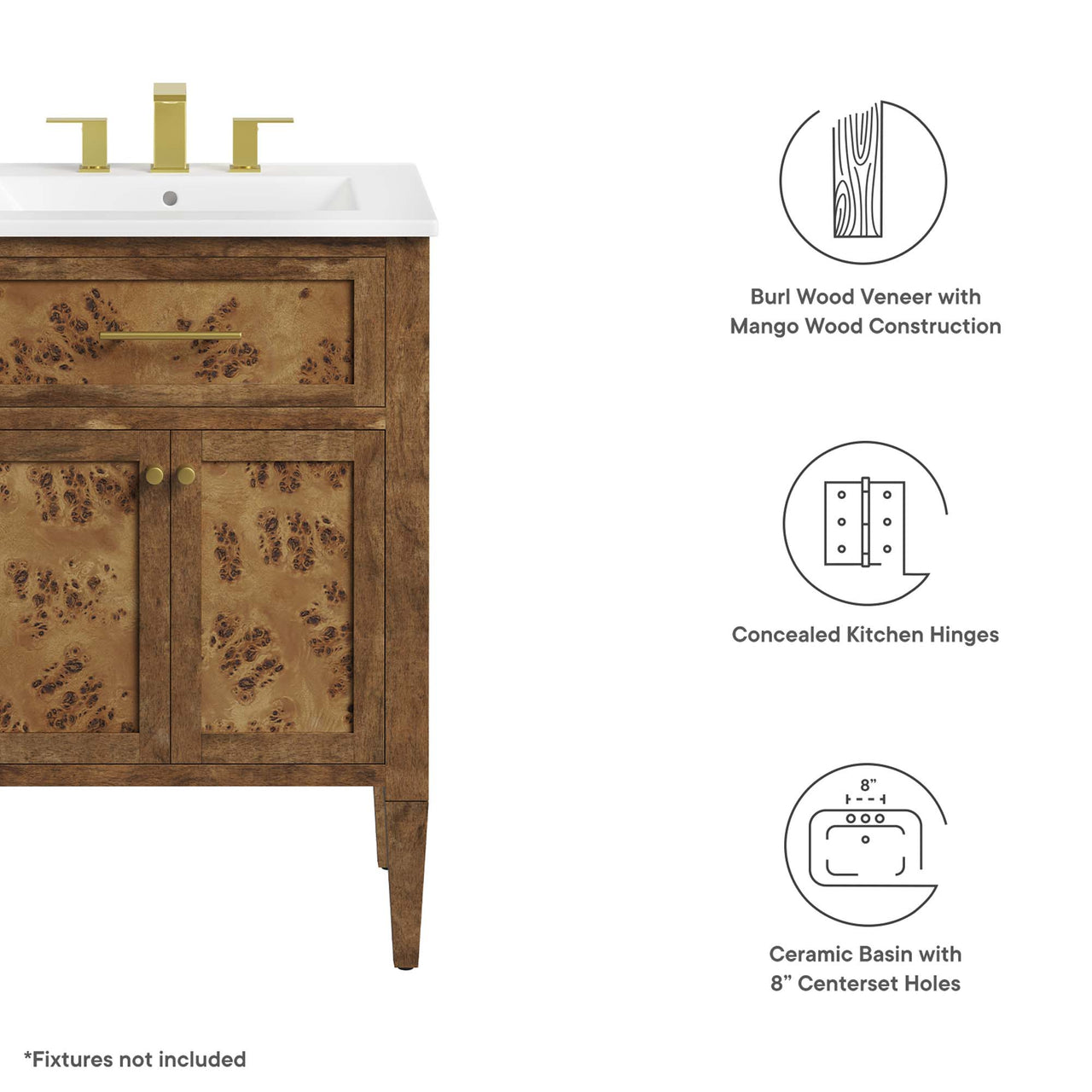 Elaria Vanity Unit, Small, White & Brown