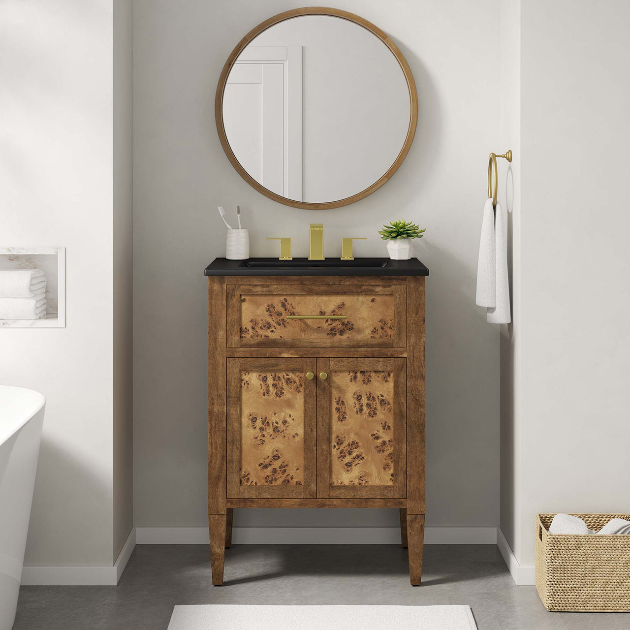 Elaria Vanity Unit, Small, Black & Brown