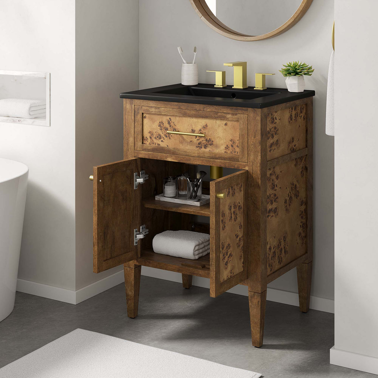 Elaria Vanity Unit, Small, Black & Brown