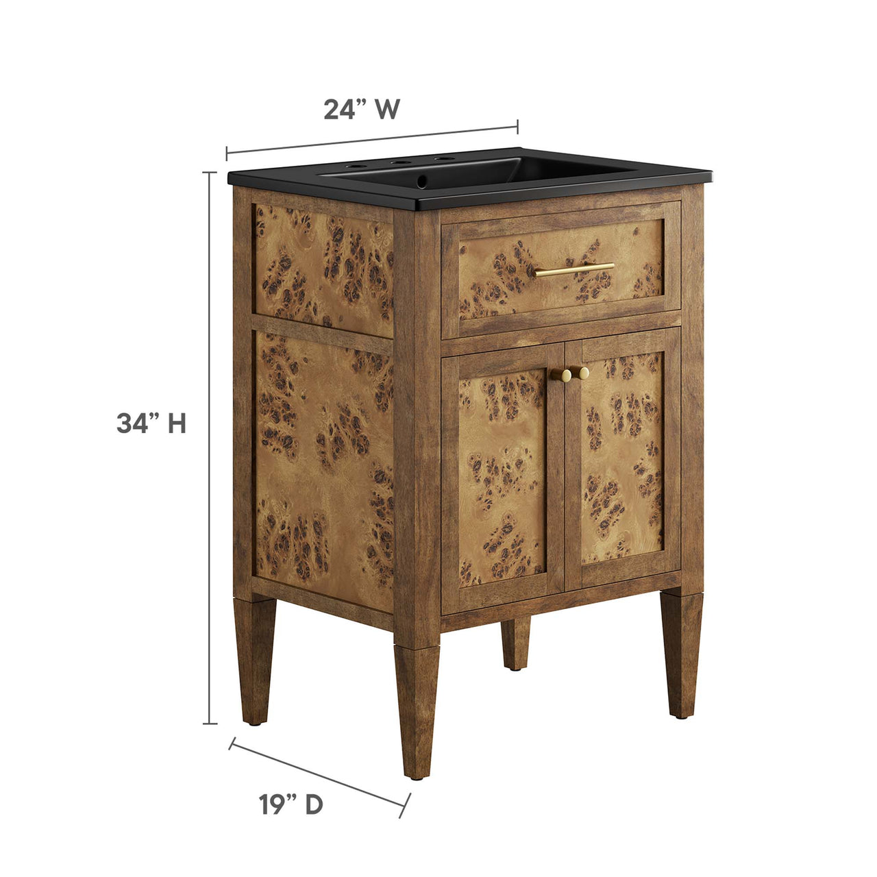 Elaria Vanity Unit, Small, Black & Brown
