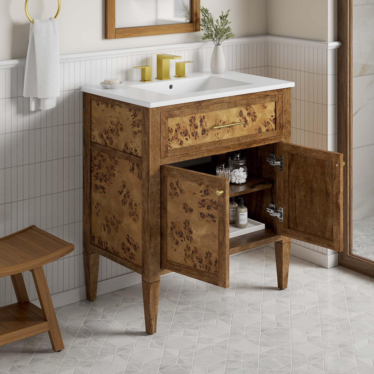 Elaria Vanity Unit, Medium, White & Brown