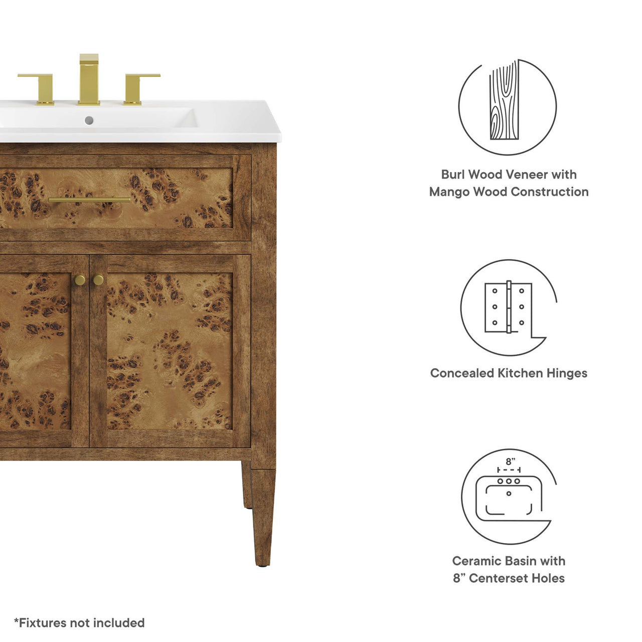 Elaria Vanity Unit, Medium, White & Brown