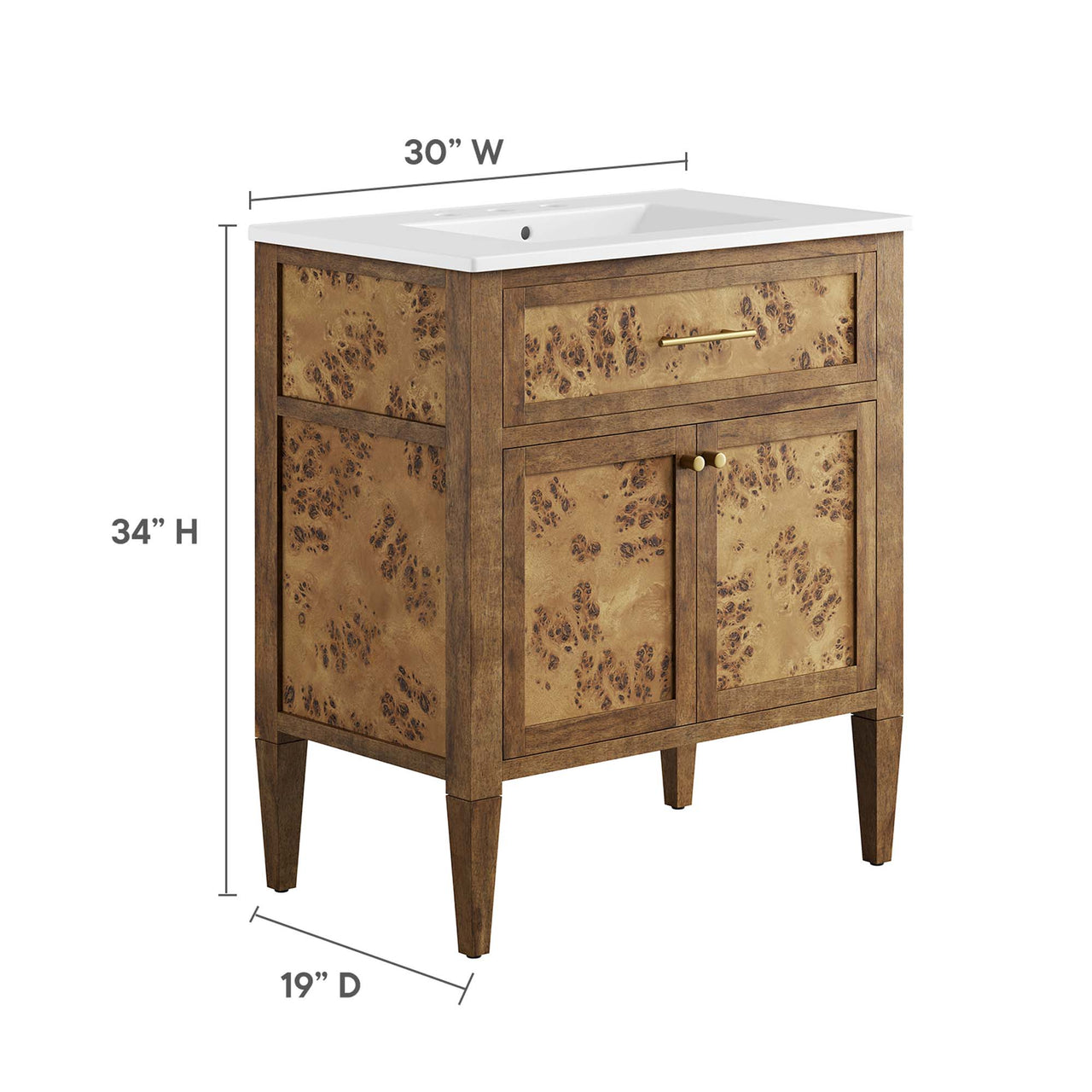 Elaria Vanity Unit, Medium, White & Brown