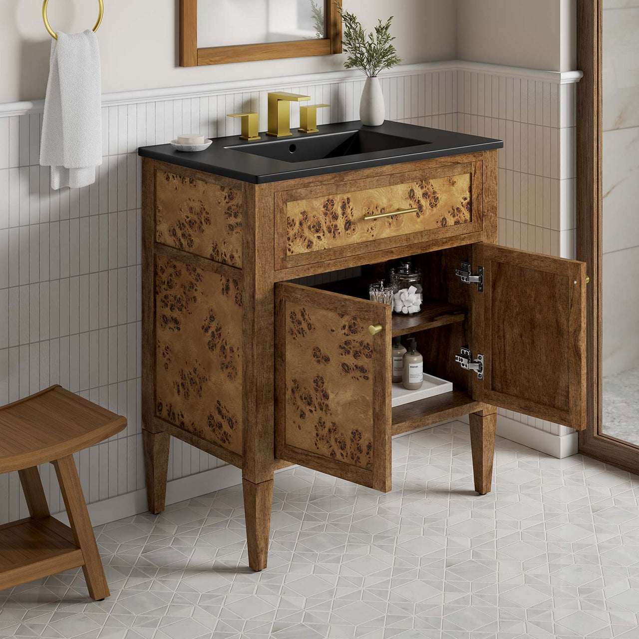 Elaria Vanity Unit, Medium, Black & Brown