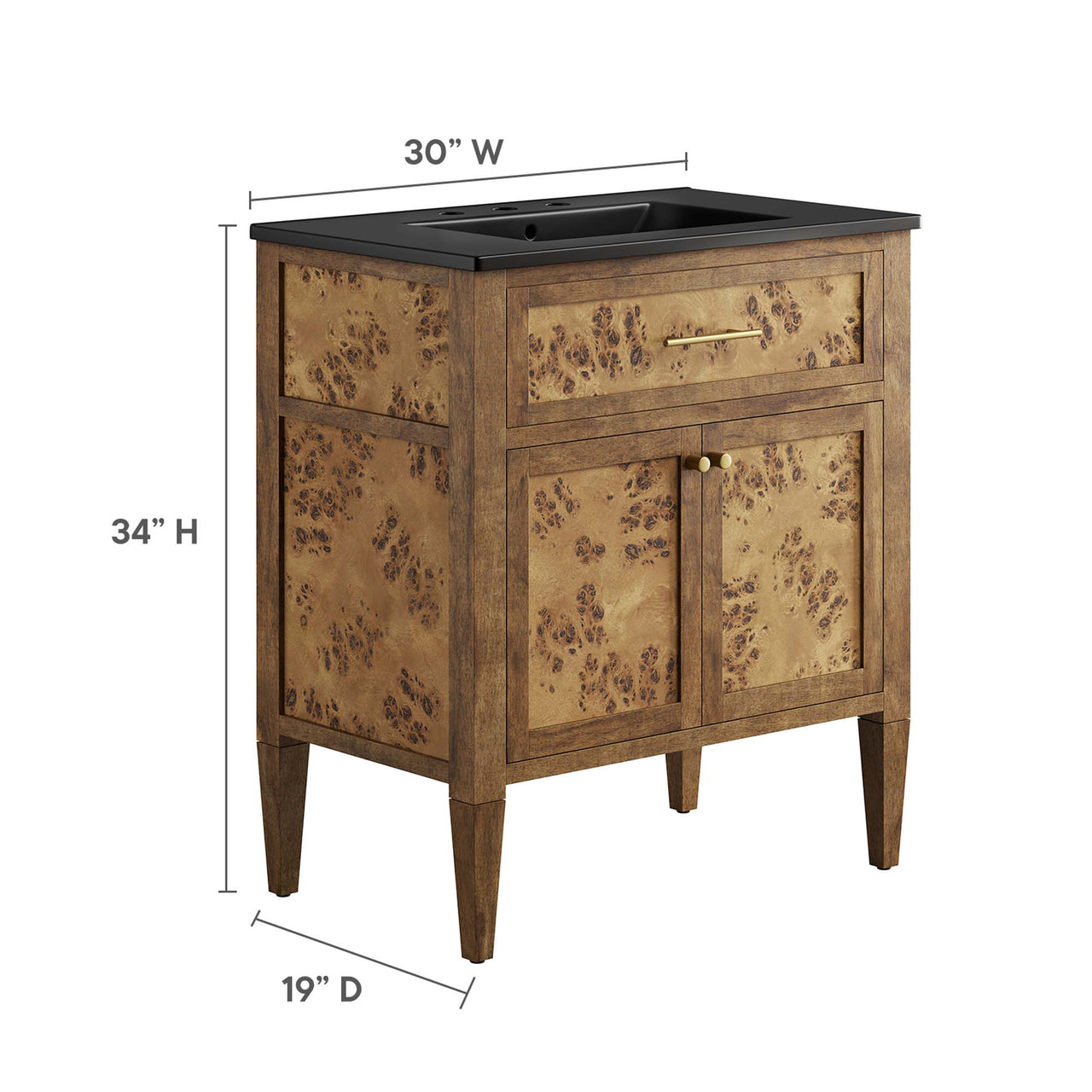 Elaria Vanity Unit, Medium, Black & Brown