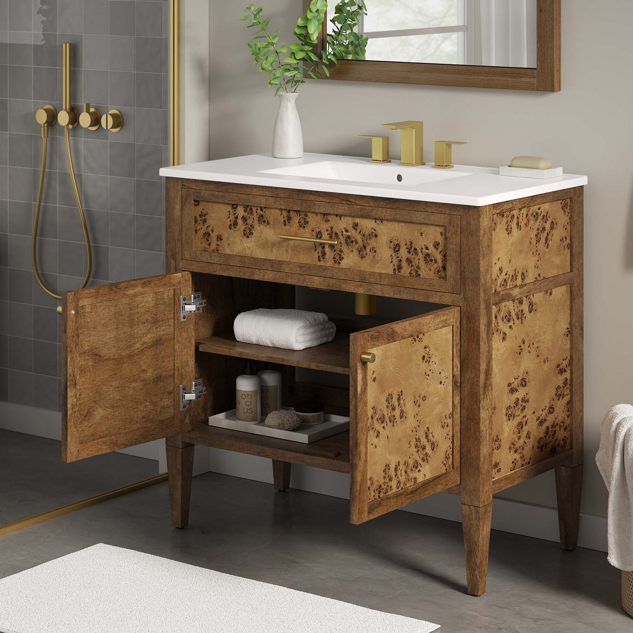 Elaria Vanity Unit, Large, White & Brown