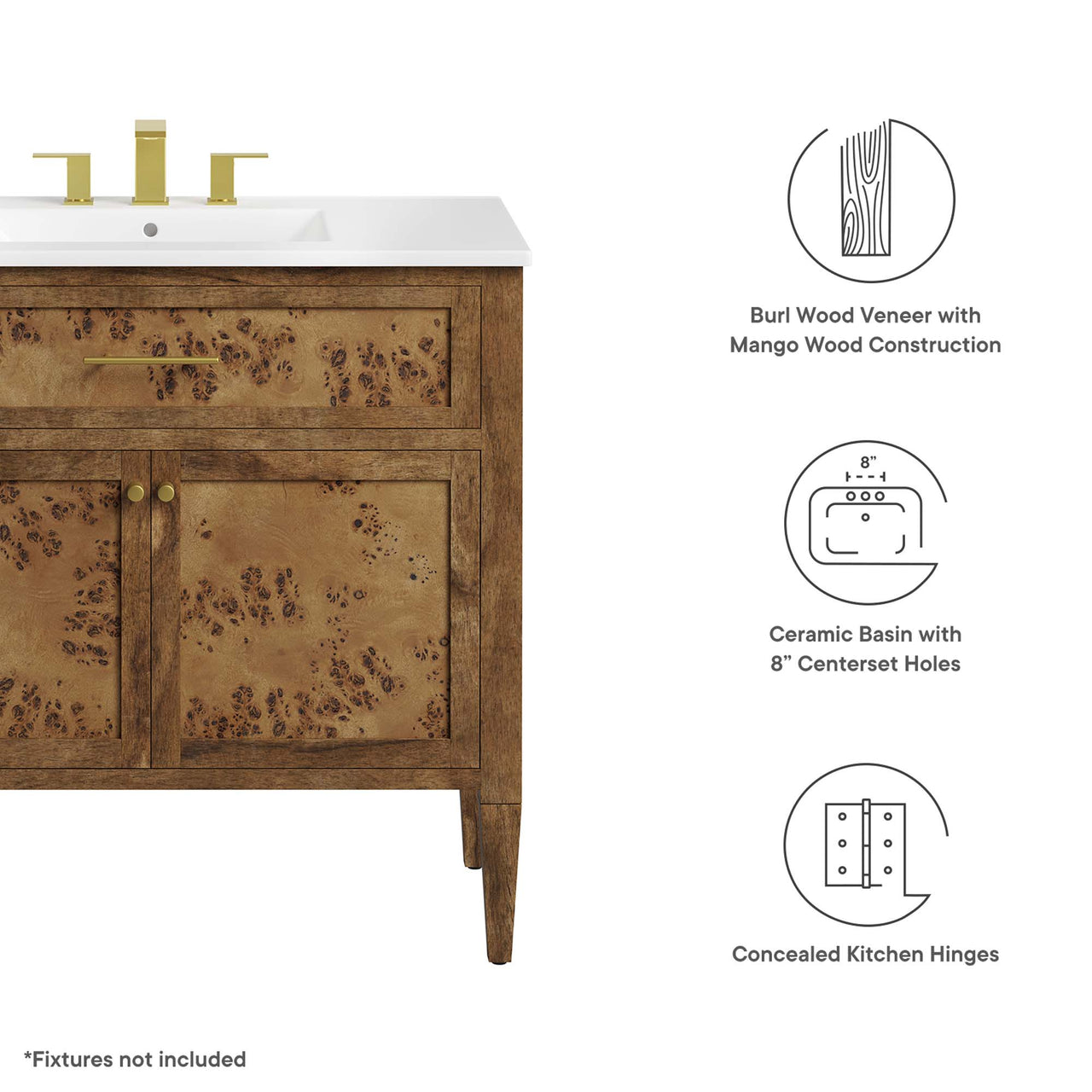 Elaria Vanity Unit, Large, White & Brown